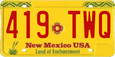 NM license plate 419TWQ