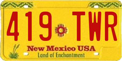 NM license plate 419TWR