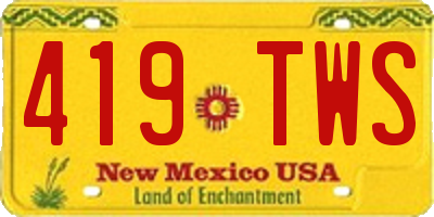 NM license plate 419TWS