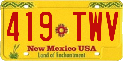 NM license plate 419TWV