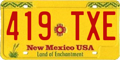 NM license plate 419TXE