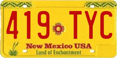 NM license plate 419TYC