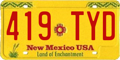NM license plate 419TYD
