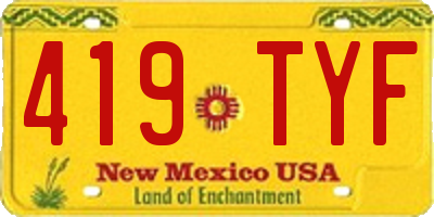 NM license plate 419TYF