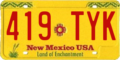 NM license plate 419TYK