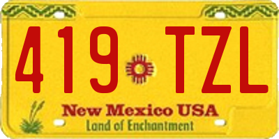 NM license plate 419TZL