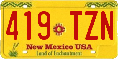 NM license plate 419TZN