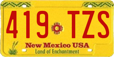 NM license plate 419TZS