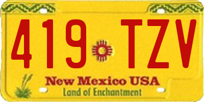 NM license plate 419TZV