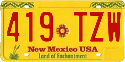 NM license plate 419TZW
