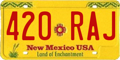 NM license plate 420RAJ