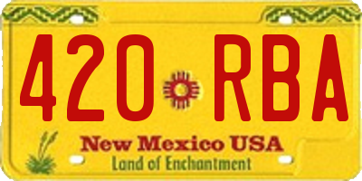 NM license plate 420RBA