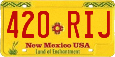 NM license plate 420RIJ