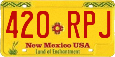 NM license plate 420RPJ