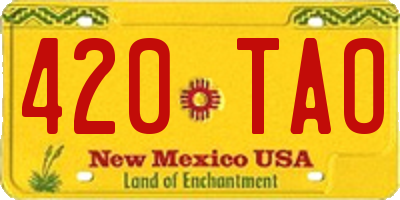 NM license plate 420TAO
