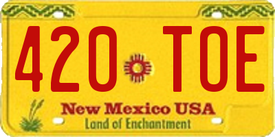 NM license plate 420TOE