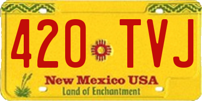 NM license plate 420TVJ