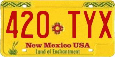 NM license plate 420TYX