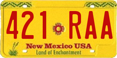 NM license plate 421RAA