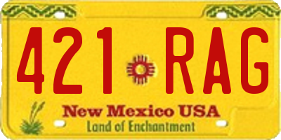 NM license plate 421RAG