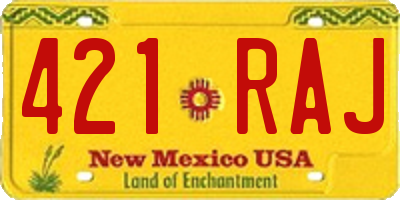 NM license plate 421RAJ