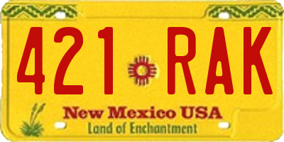 NM license plate 421RAK