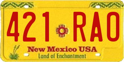 NM license plate 421RAO