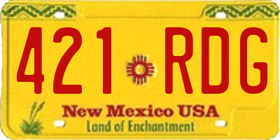 NM license plate 421RDG