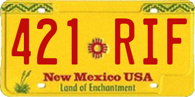 NM license plate 421RIF