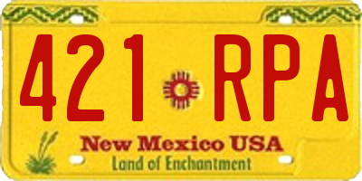 NM license plate 421RPA