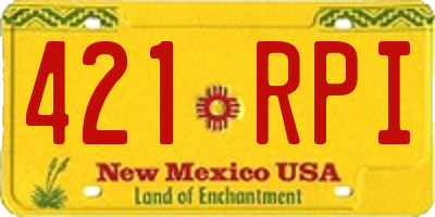 NM license plate 421RPI