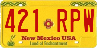 NM license plate 421RPW