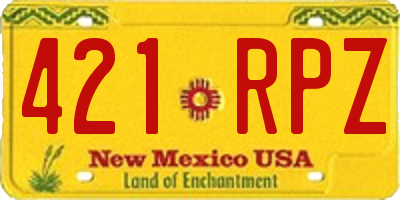 NM license plate 421RPZ