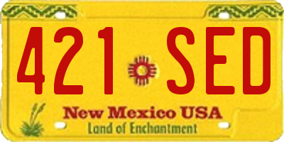 NM license plate 421SED