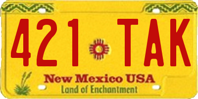NM license plate 421TAK