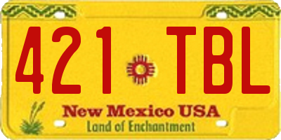 NM license plate 421TBL
