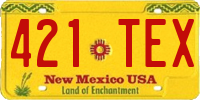 NM license plate 421TEX
