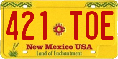 NM license plate 421TOE