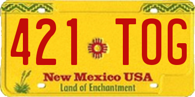 NM license plate 421TOG