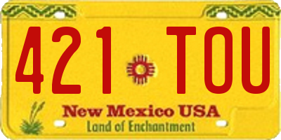 NM license plate 421TOU