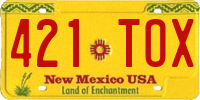 NM license plate 421TOX