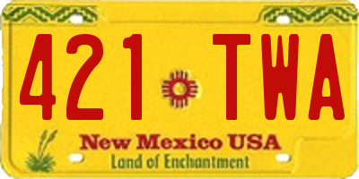 NM license plate 421TWA