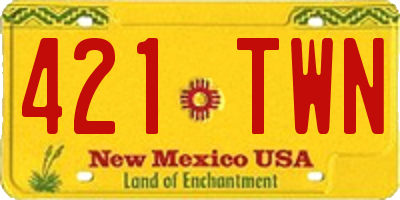 NM license plate 421TWN