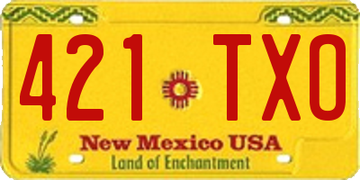 NM license plate 421TXO