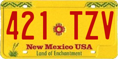 NM license plate 421TZV