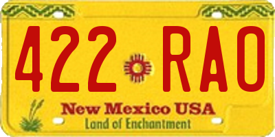 NM license plate 422RAO