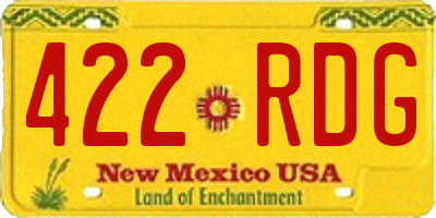 NM license plate 422RDG
