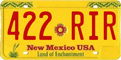 NM license plate 422RIR