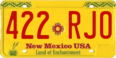 NM license plate 422RJO