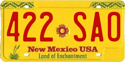 NM license plate 422SAO